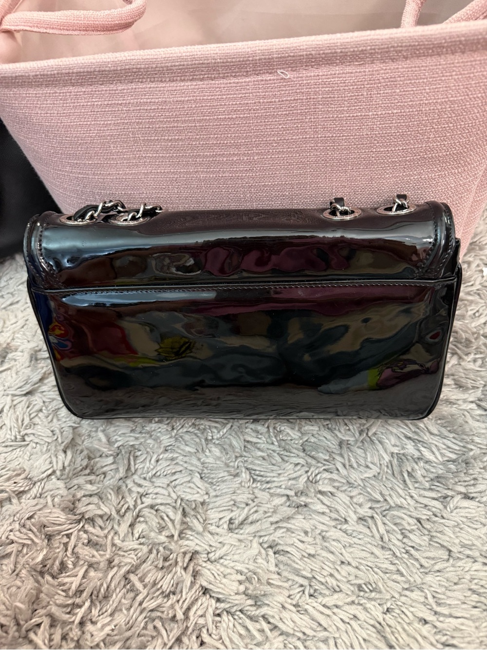 CHANEL Lipstick Black Patent Leather Chain Shoulder Bag with tri-color CC - Picture 5 of 10